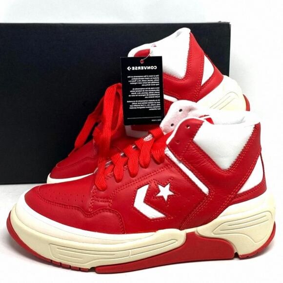 Converse Weapon CX Varsity Leather Shoes Women's Red 172355C Sneakers Mid White - Picture 1 of 12